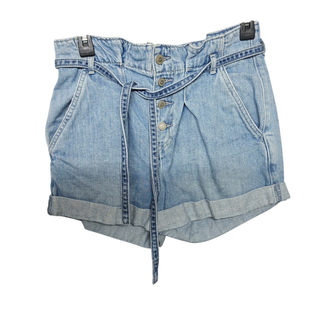 Hollister Curvy Ultra High Rise Mom Shorts Light Wash Button Fly Size 3 W26